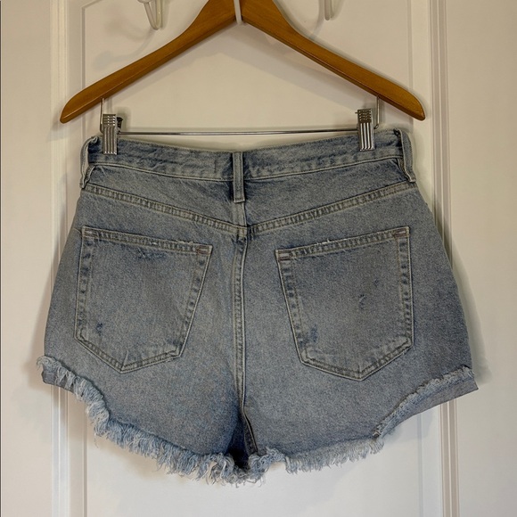 Free People We The Free Jean Shorts Button Fly High Rise Frayed Size 30 - Picture 6 of 8